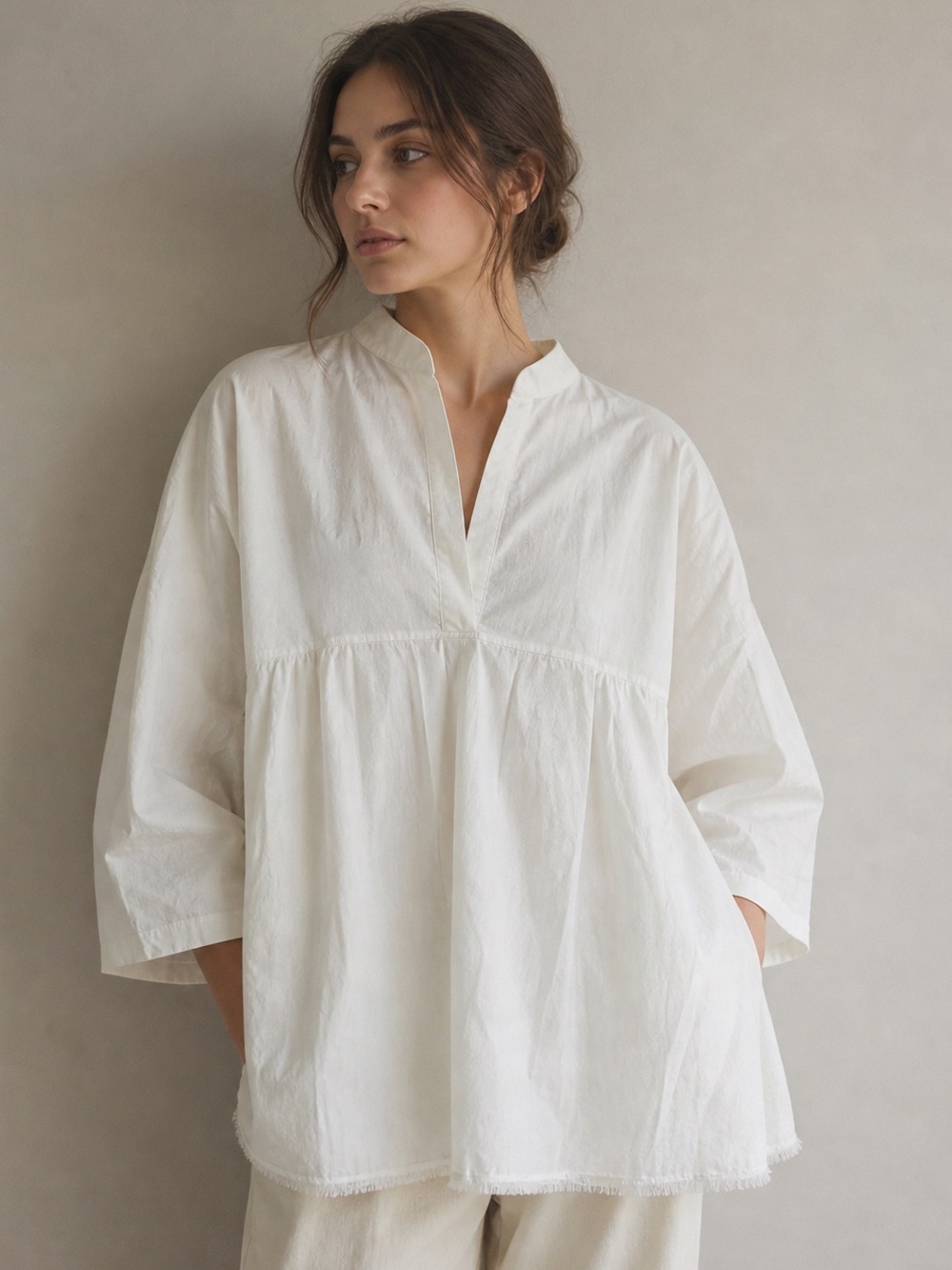 Nili Lotan White Tunic Popover, size S